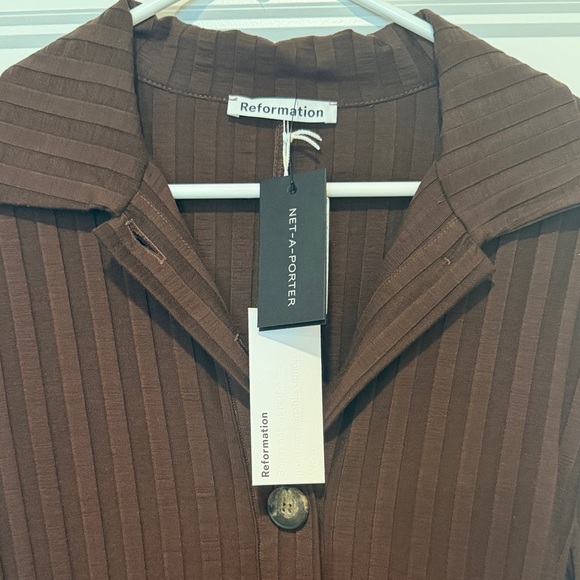 Reformation Benton Ribbed Mini Shirt Dress - Picture 5 of 7